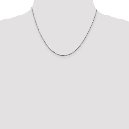 Sterling Silver 1.5mm Diamond-cut Rope Chain w/2in ext.