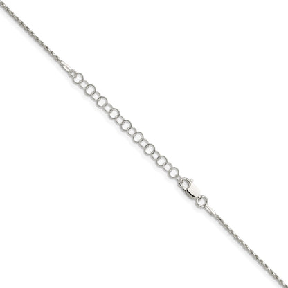 Sterling Silver 1.5mm Diamond-cut Rope Chain w/2in ext.