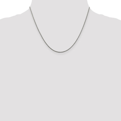 Sterling Silver Rhodium-plated 1.5mm Diamond-cut Rope Chain