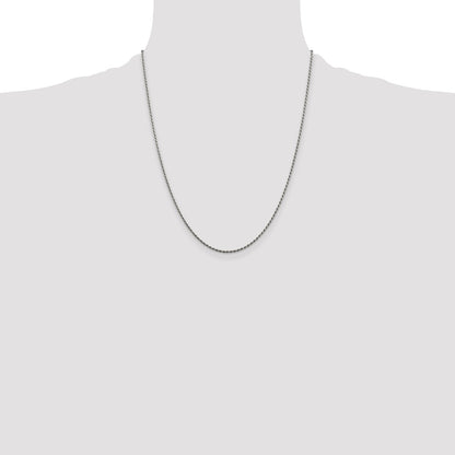 Sterling Silver Rhodium-plated 1.5mm Diamond-cut Rope Chain
