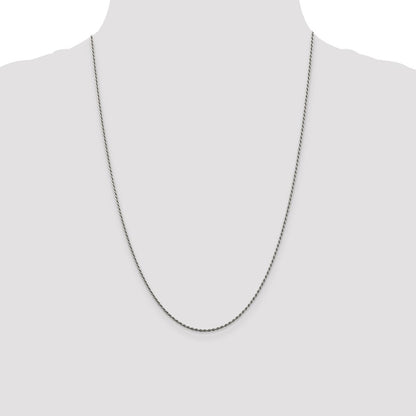 Sterling Silver Rhodium-plated 1.5mm Diamond-cut Rope Chain