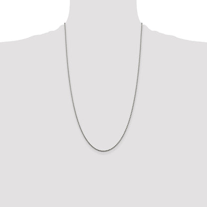 Sterling Silver Rhodium-plated 1.5mm Diamond-cut Rope Chain