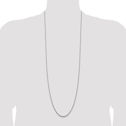 Sterling Silver Rhodium-plated 1.5mm Diamond-cut Rope Chain