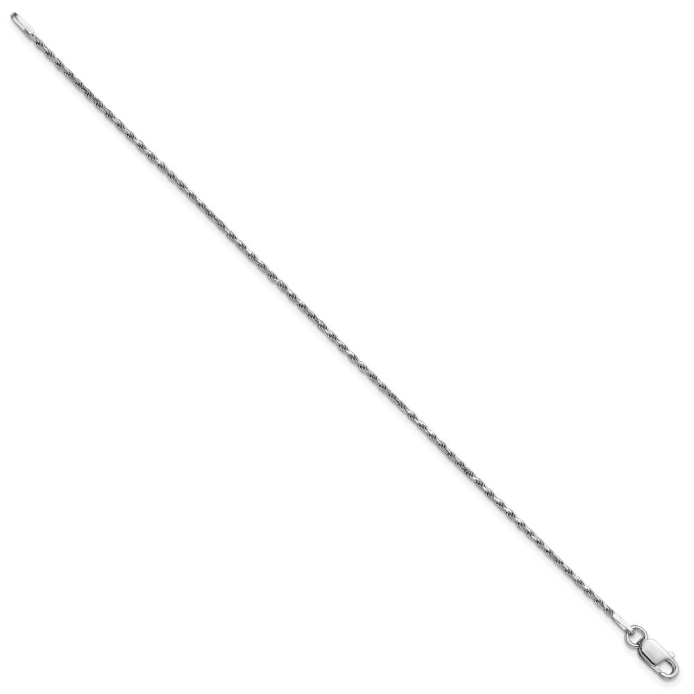 Sterling Silver Rhodium-plated 1.5mm Diamond-cut Rope Chain Anklet