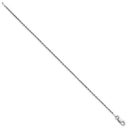 Sterling Silver Rhodium-plated 1.5mm Diamond-cut Rope Chain Anklet