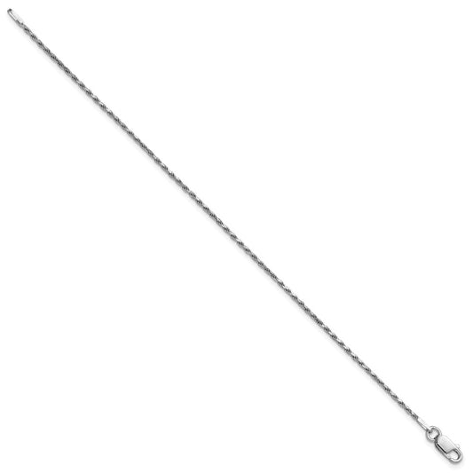 Sterling Silver Rhodium-plated 1.5mm Diamond-cut Rope Chain Anklet