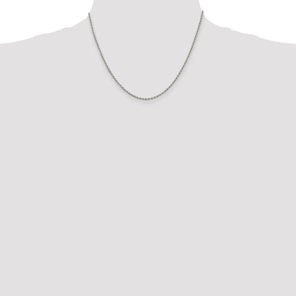 Sterling Silver 1.7mm Diamond-cut Rope Chain w/2in ext.