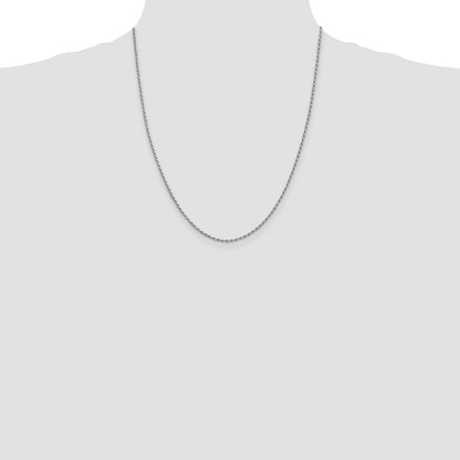 Sterling Silver 1.7mm Diamond-cut Rope Chain w/4in ext.
