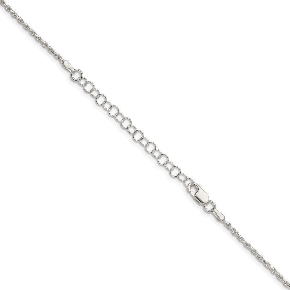 Sterling Silver 1.7mm Diamond-cut Rope Chain w/2in ext.