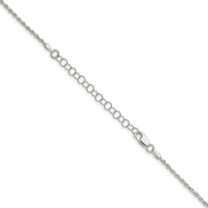 Sterling Silver 1.7mm Diamond-cut Rope Chain w/2in ext.