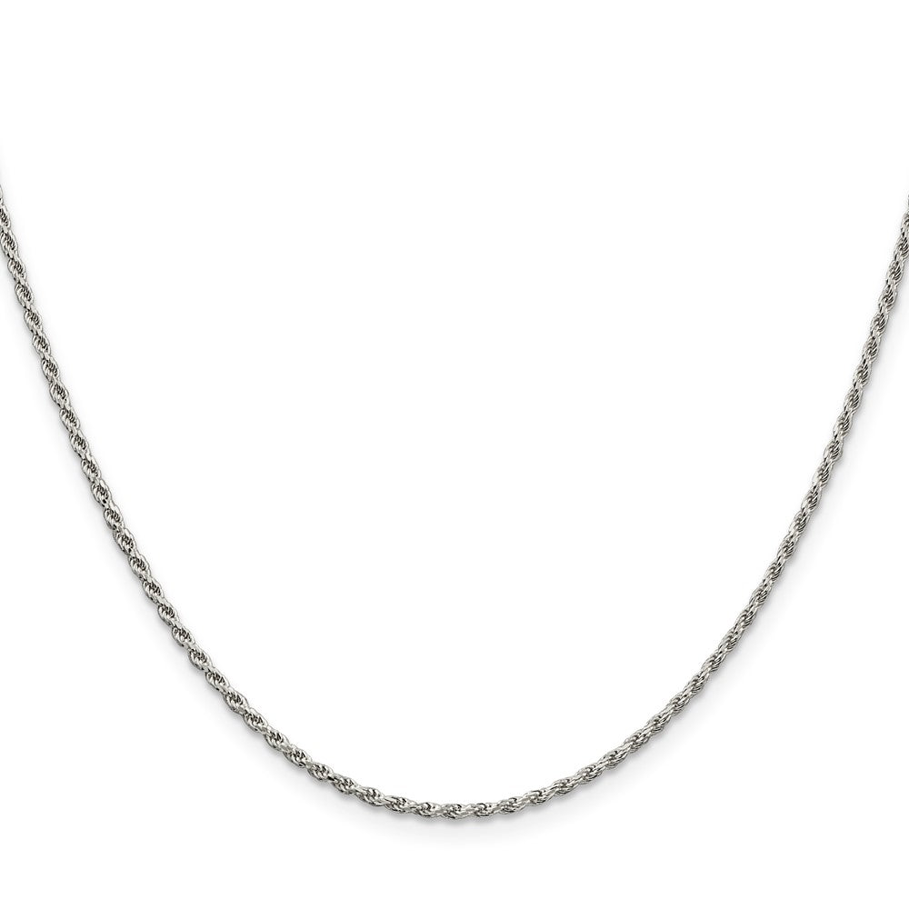 Sterling Silver Rhodium-plated 1.7mm Diamond-cut Rope Chain w/4in ext.