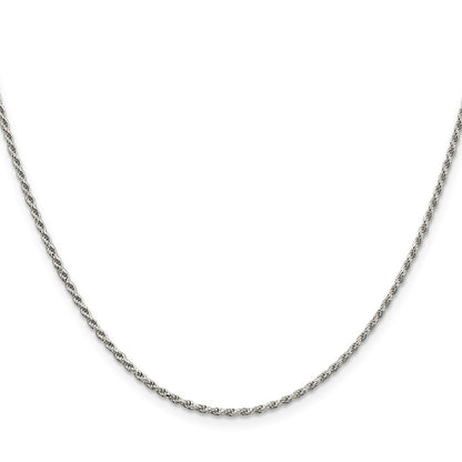 Sterling Silver Rhodium-plated 1.7mm Diamond-cut Rope Chain w/4in ext.