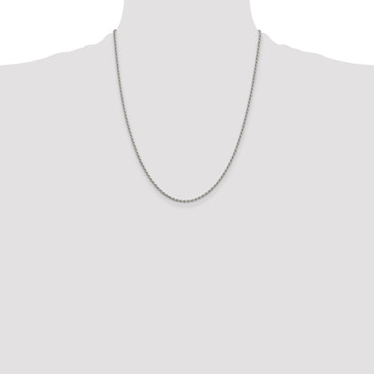 Sterling Silver Rhodium-plated 1.7mm Diamond-cut Rope Chain