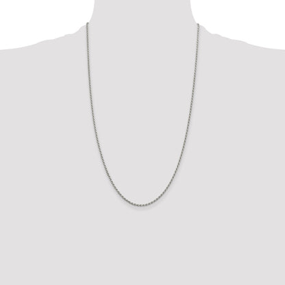 Sterling Silver Rhodium-plated 1.7mm Diamond-cut Rope Chain