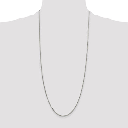 Sterling Silver Rhodium-plated 1.7mm Diamond-cut Rope Chain