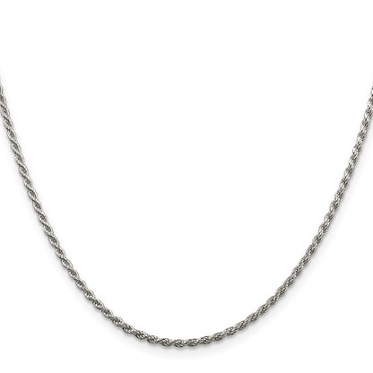 Sterling Silver 1.85mm Diamond-cut Rope Chain w/2in ext.