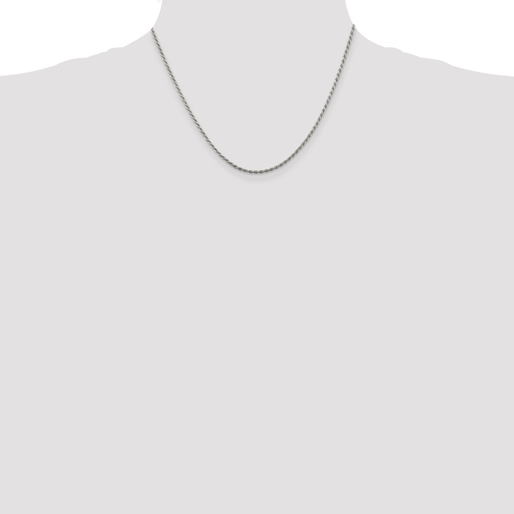 Sterling Silver 1.85mm Diamond-cut Rope Chain w/2in ext.