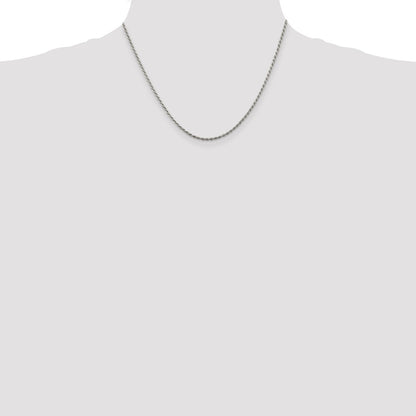 Sterling Silver 1.85mm Diamond-cut Rope Chain w/2in ext.