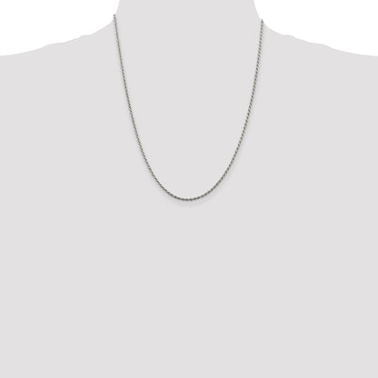 Sterling Silver 1.85mm Diamond-cut Rope Chain w/4in ext.