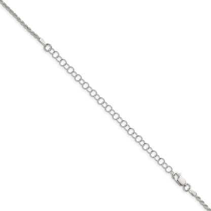 Sterling Silver 1.85mm Diamond-cut Rope Chain w/4in ext.