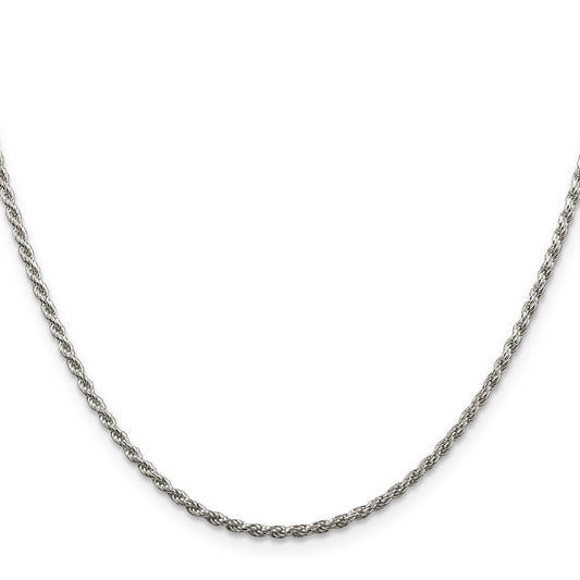 Sterling Silver Rhodium-plated 1.85mm Diamond-cut Rope Chain Anklet