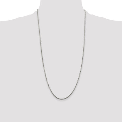 Sterling Silver Rhodium-plated 1.85mm Diamond-cut Rope Chain