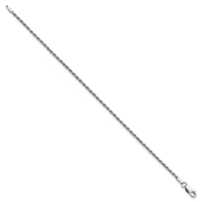 Sterling Silver Rhodium-plated 1.85mm Diamond-cut Rope Chain Anklet