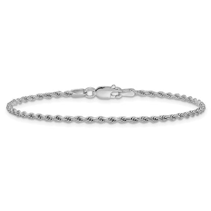 Sterling Silver Rhodium-plated 1.85mm Diamond-cut Rope Chain Anklet
