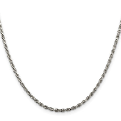 Sterling Silver 2.25mm Diamond-cut Rope Chain w/2in ext.