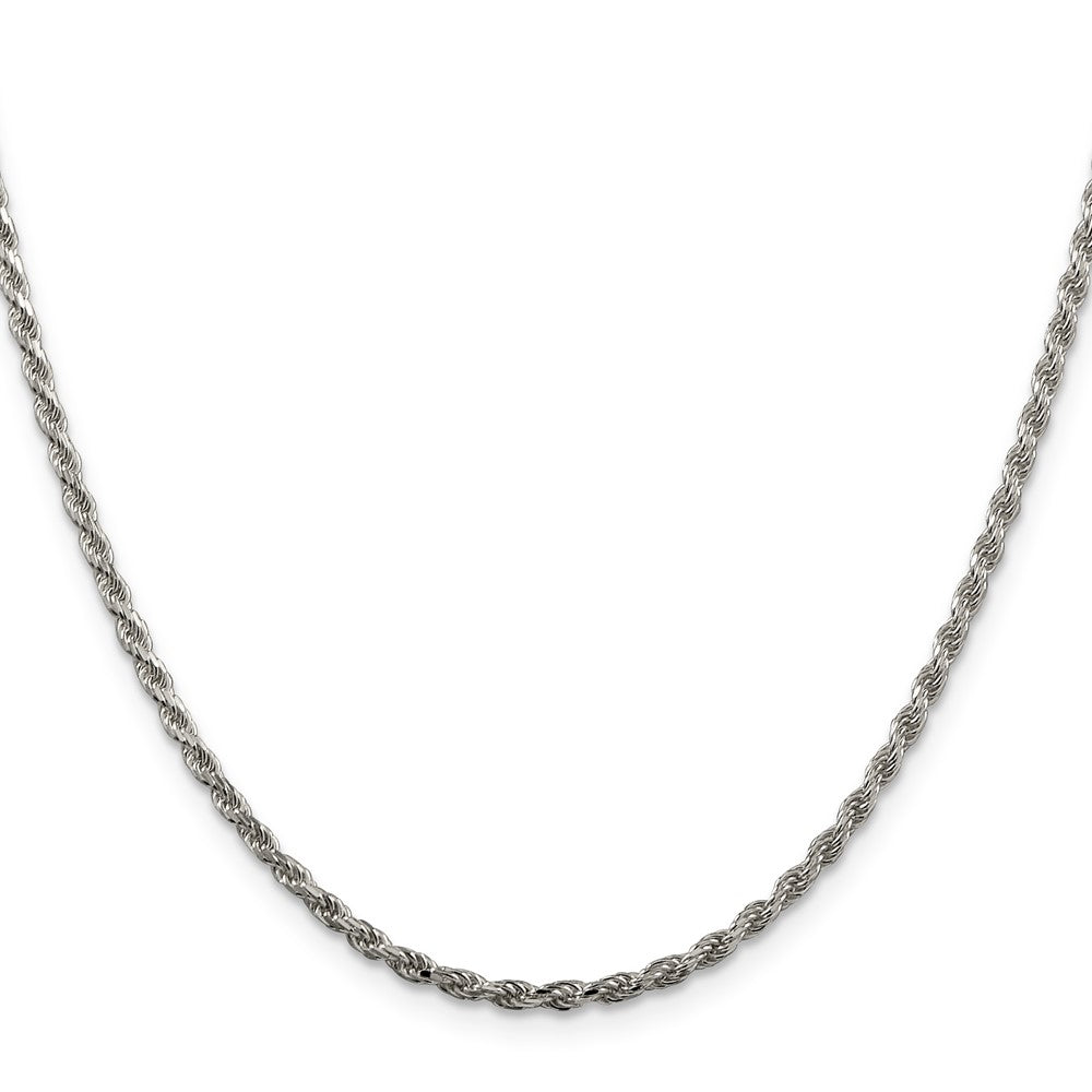 Sterling Silver 2.25mm Diamond-cut Rope Chain w/4in ext.