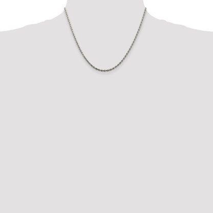 Sterling Silver 2.25mm Diamond-cut Rope Chain w/2in ext.