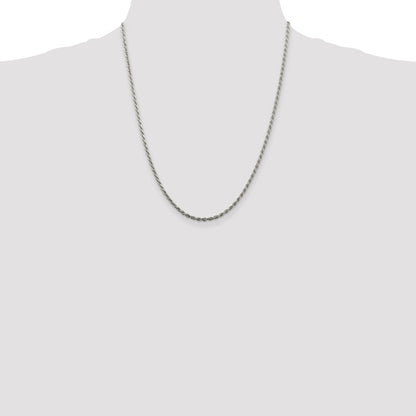 Sterling Silver 2.25mm Diamond-cut Rope Chain w/4in ext.