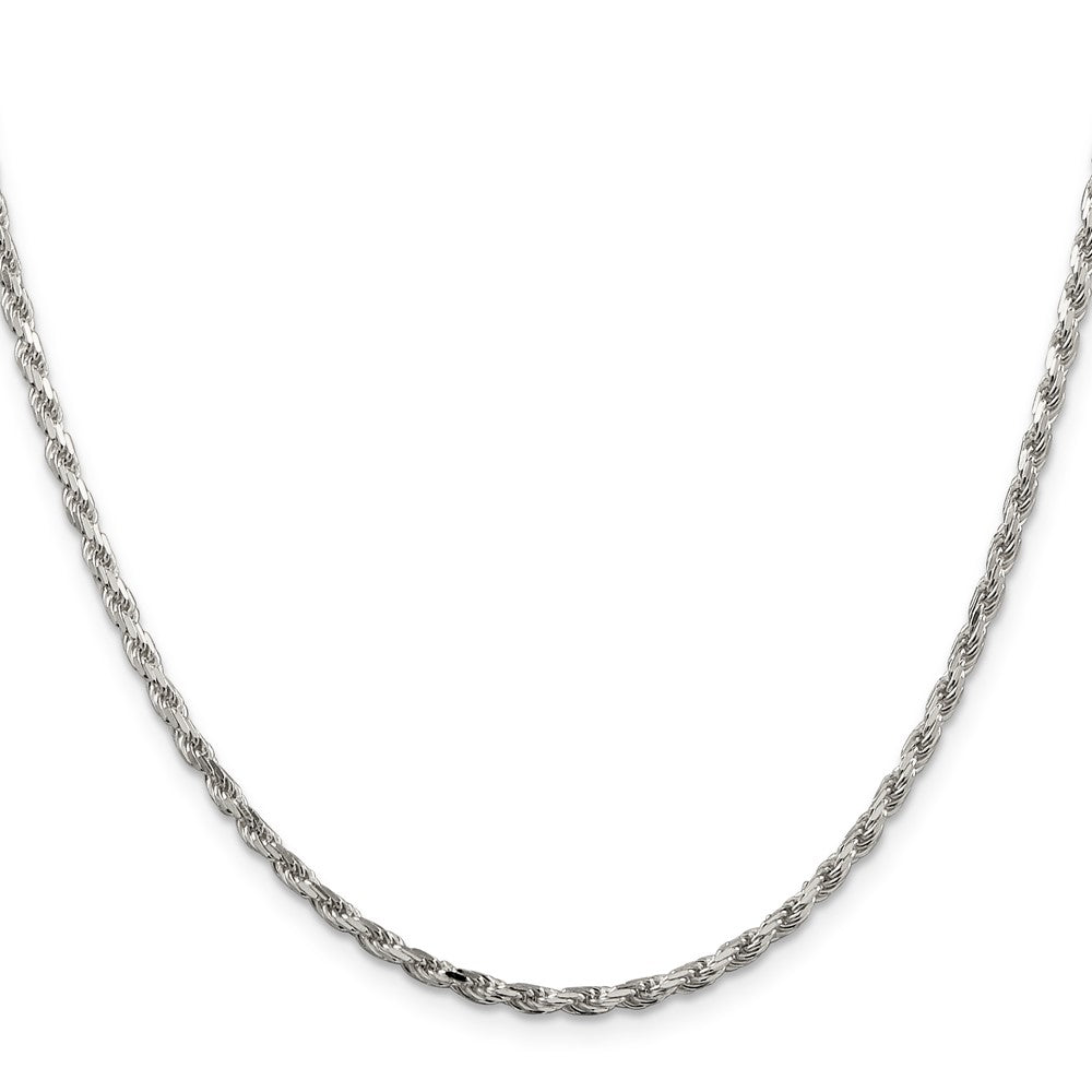 Sterling Silver 2.5mm Diamond-cut Rope Chain w/2in ext.