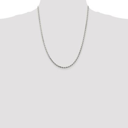 Sterling Silver 2.5mm Diamond-cut Rope Chain w/4in ext.