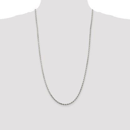 Sterling Silver 2.5mm Diamond-cut Rope Chain