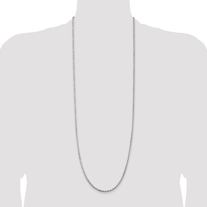 Sterling Silver 2.5mm Diamond-cut Rope Chain