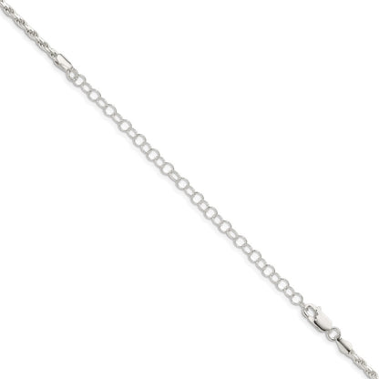 Sterling Silver 2.5mm Diamond-cut Rope Chain w/4in ext.