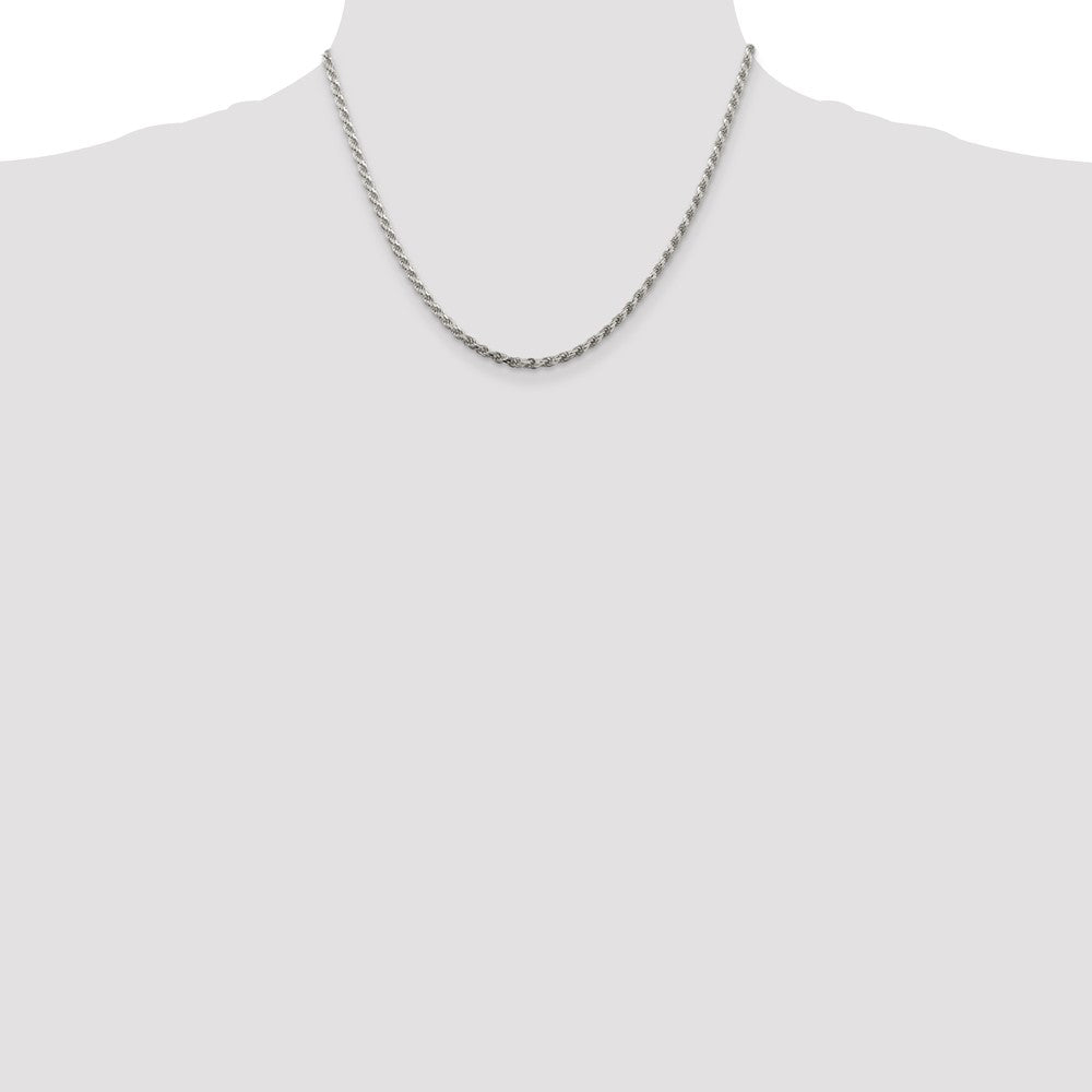 Sterling Silver 2.75mm Diamond-cut Rope Chain w/2in ext.