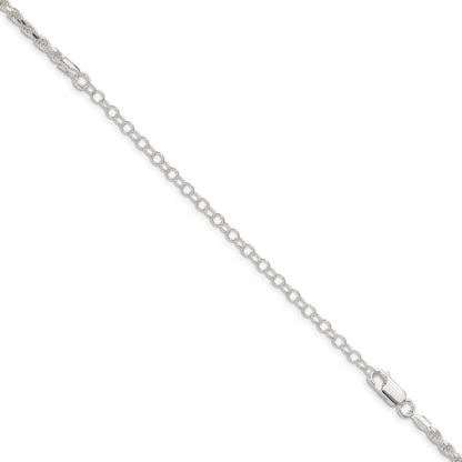 Sterling Silver 2.75mm Diamond-cut Rope Chain w/4in ext.