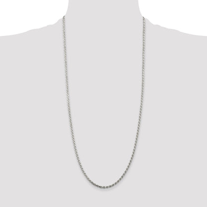 Sterling Silver Rhodium-plated 2.75mm Diamond-cut Rope Chain