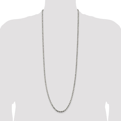 Sterling Silver 3.75mm Diamond-cut Rope Chain