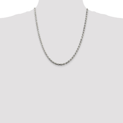 Sterling Silver 4.25mm Diamond-cut Rope Chain