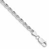 Sterling Silver Rhodium-plated 4.25mm Diamond-cut Rope Chain