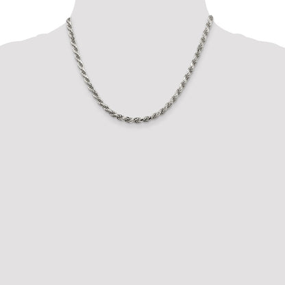 Sterling Silver 4.6mm Diamond-cut Rope Chain