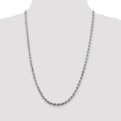 Sterling Silver Rhodium-plated 4.6mm Diamond-cut Rope Chain