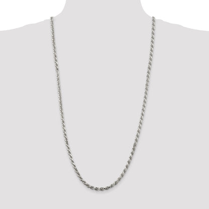 Sterling Silver Rhodium-plated 4.6mm Diamond-cut Rope Chain