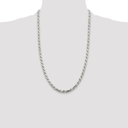 Sterling Silver 5.75mm Diamond-cut Rope Chain