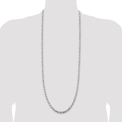 Sterling Silver 5.75mm Diamond-cut Rope Chain