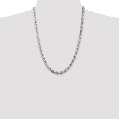 Sterling Silver 6.5mm Diamond-cut Rope Chain