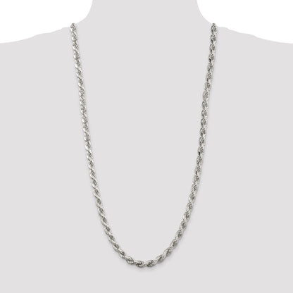 Sterling Silver 6.5mm Diamond-cut Rope Chain